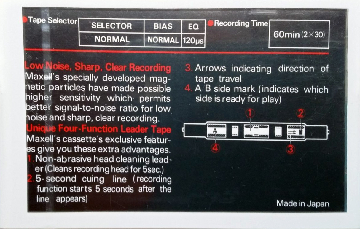 Compact Cassette Maxell LN 60 "For Music Recording" Type I Normal 1980 Europe