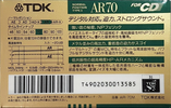 Compact Cassette TDK AR 70 "AR-70M" Type I Normal 1990 Japan