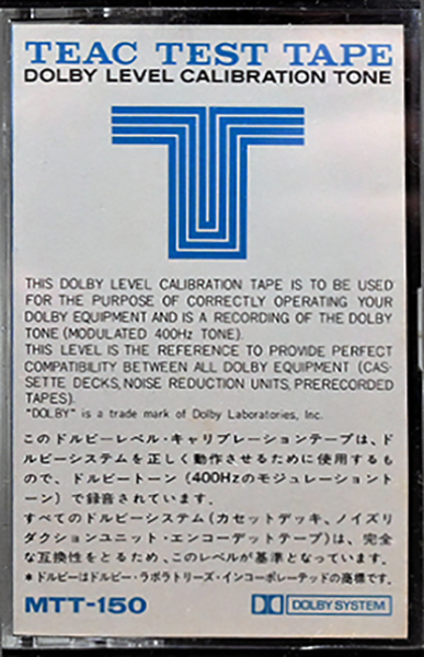Compact Cassette Teac MTT "150 Dolby level calibration tone" Test Cassette Japan