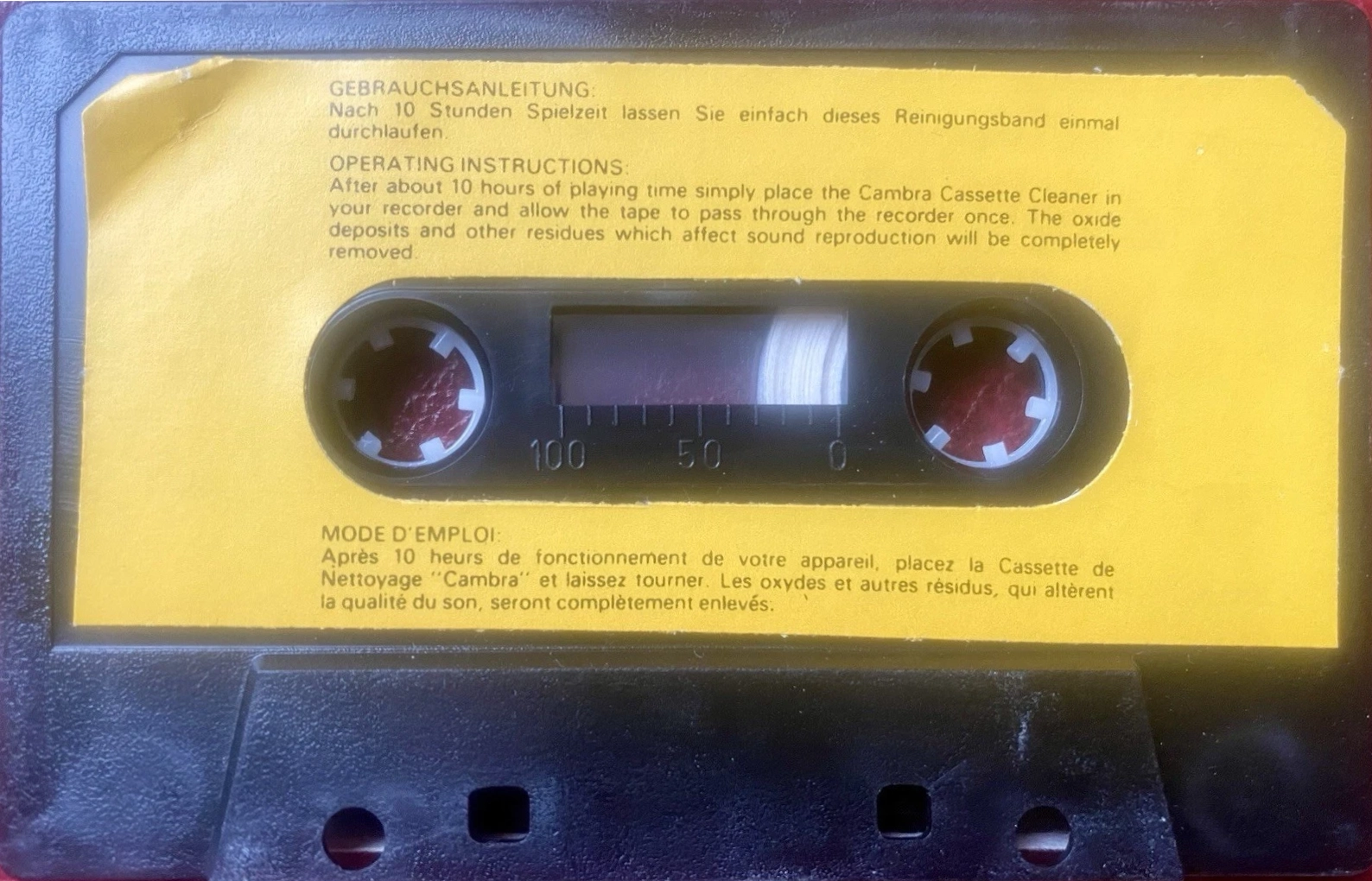Compact Cassette Cambra "Textilband" Cleaning Cassette Europe