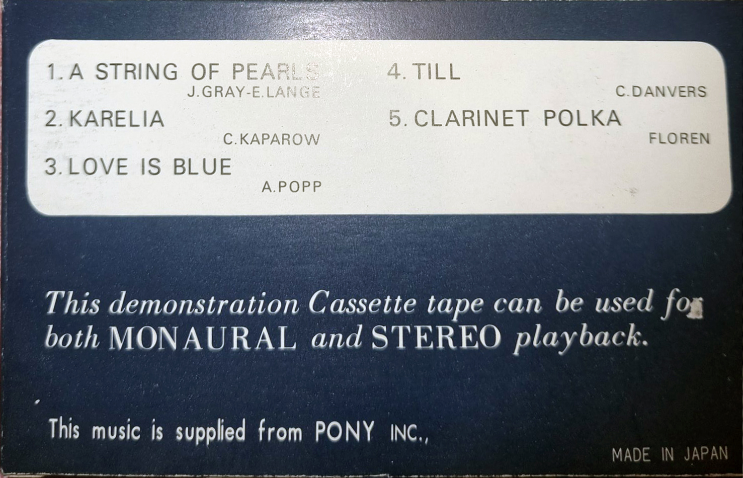 Compact Cassette Hitachi Demonstration Tape 1969 Japan