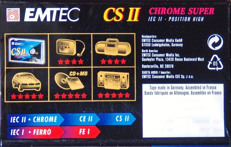 Compact Cassette Emtec CS II Chrome Super 60 Type II Chrome 2002 Europe