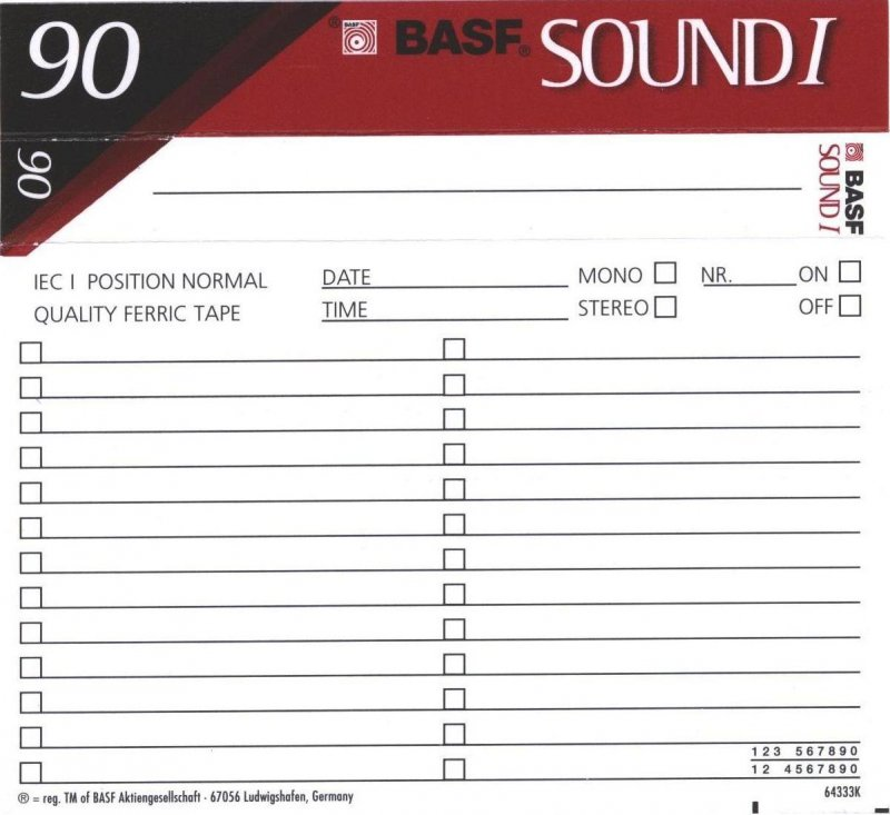 Compact Cassette BASF Sound 90 Type I Normal 1998 Europe