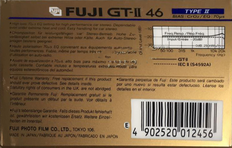 Compact Cassette Fuji GT-II 46 Type II Chrome 1984 Europe