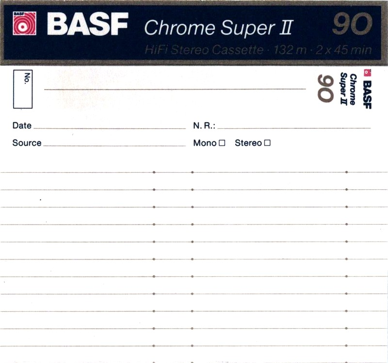 Compact Cassette BASF Chrome Super II 90 Type II Chrome 1988 Germany