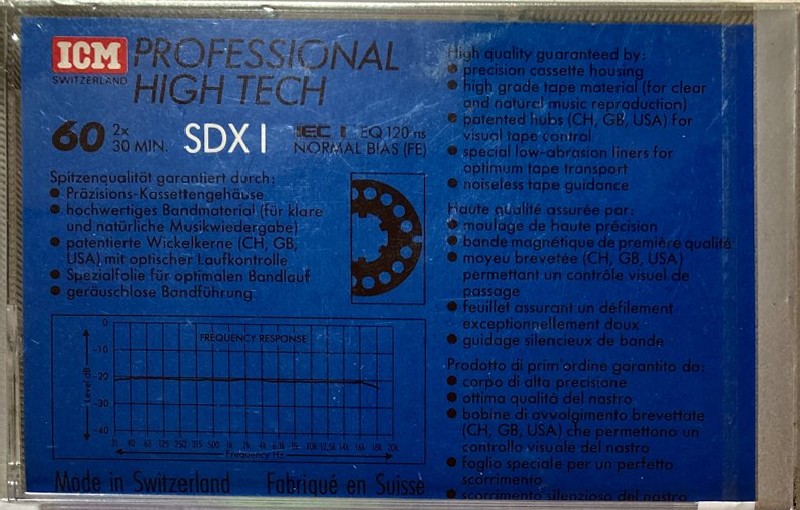 Compact Cassette ICM SDX I 60 Type I Normal 1987 Europe