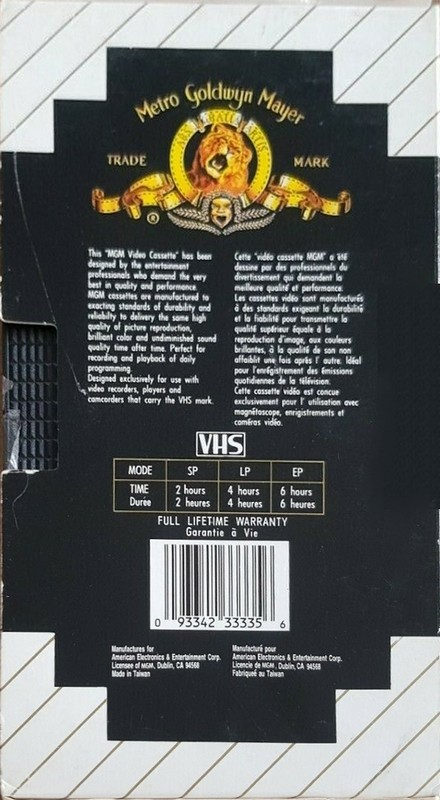 VHS, Video Home System Metro Goldwyn Mayer 120 Type I Normal 1984 North America
