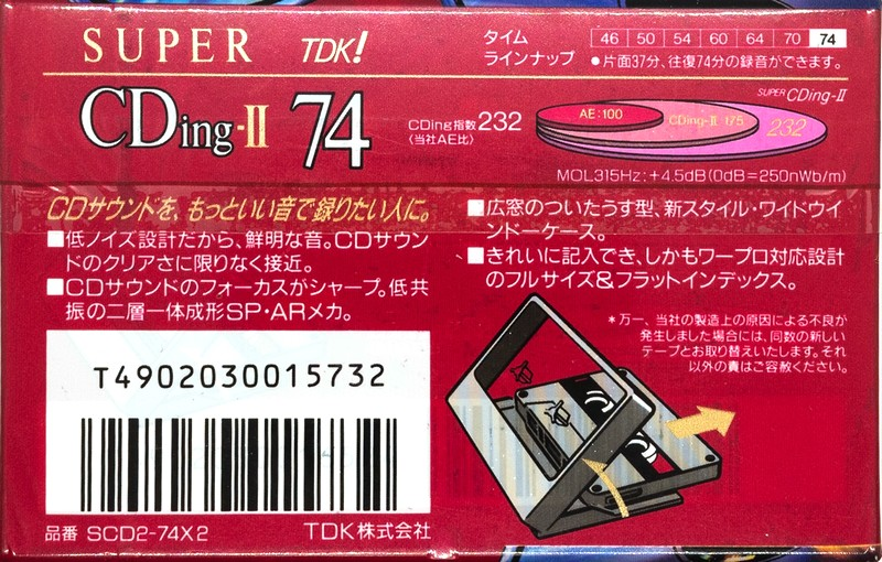 2 pack TDK Super CDing 2 74 "SCD2-74X2" Type II Chrome 1992 Japan