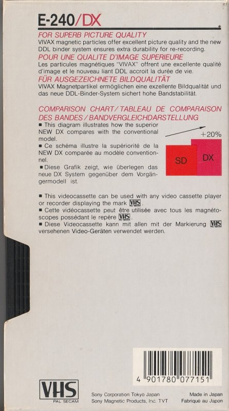 VHS, Video Home System: Sony  - DX 240