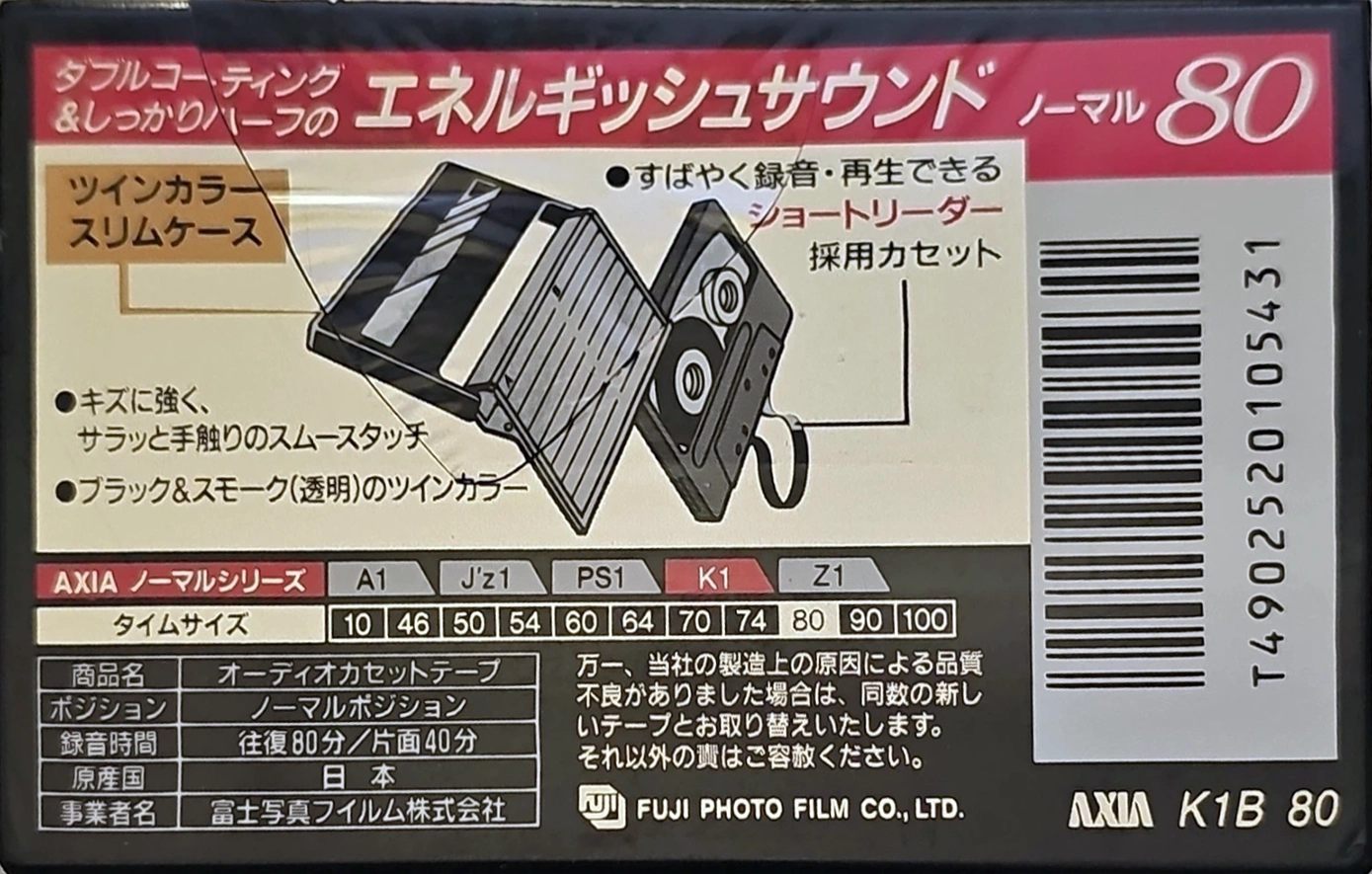Compact Cassette AXIA K1 80 "K1B 80" Type I Normal 1995 Japan