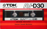 Compact Cassette TDK AV 30 "AV-D30" Type I Normal 1982 USA