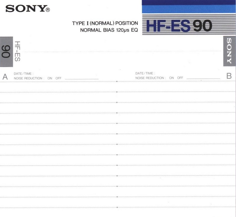 Compact Cassette Sony HF-ES 90 Type I Normal 1986 Japan