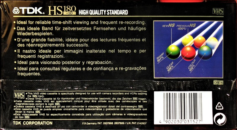 VHS, Video Home System TDK HS 190 Type I Normal 1989 Europe