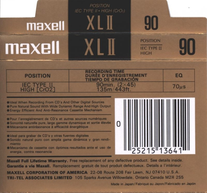 Compact Cassette: Maxell / Hitachi Maxell - XLII 90