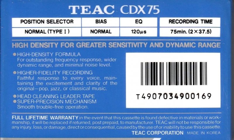 Compact Cassette: GoldStar / LG Teac - CDX 75