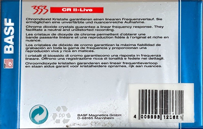 Compact Cassette BASF CR II-Live 74 Type II Chrome 1994 Europe