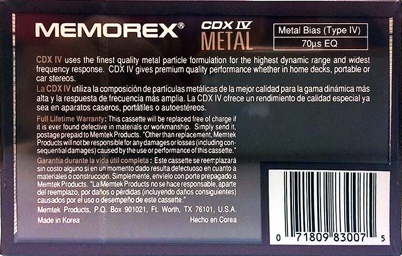 Compact Cassette: Memorex  - CDX IV 110