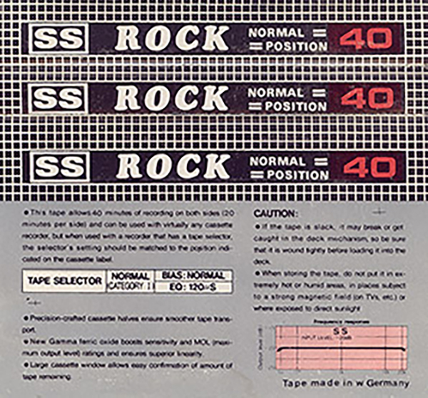 Compact Cassette SS Rock 40 Type I Normal Unknown Country
