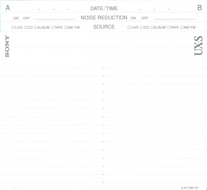 Compact Cassette Sony UX-S 60 Type II Chrome 2000 Europe