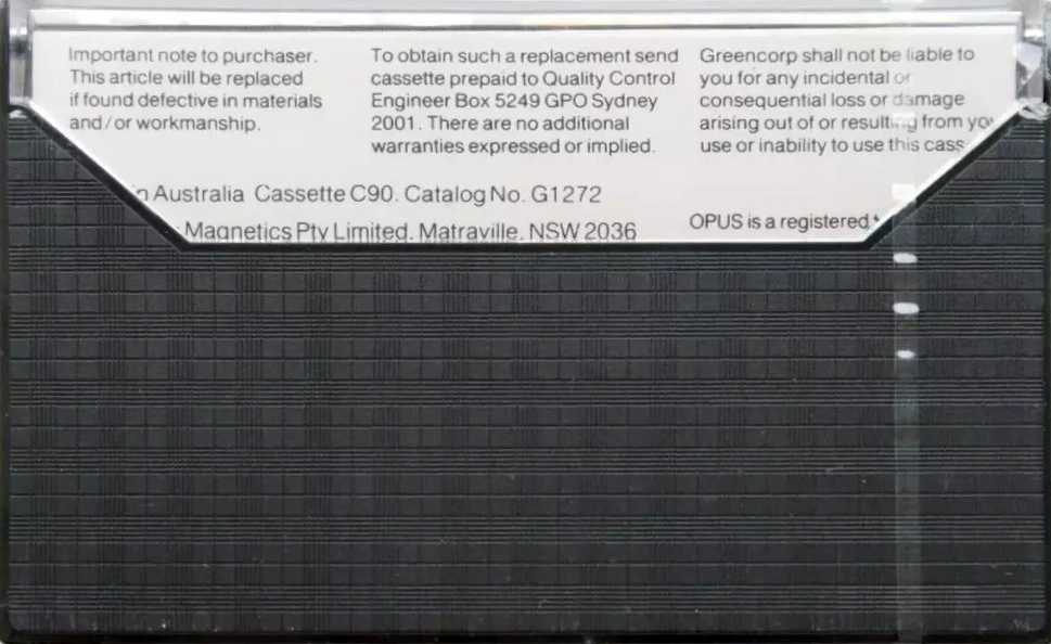 Compact Cassette Opus UD 90 Type I Normal 1975 Australia