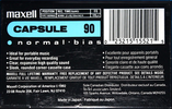 Compact Cassette Maxell Capsule 90 Type I Normal 1992 North America