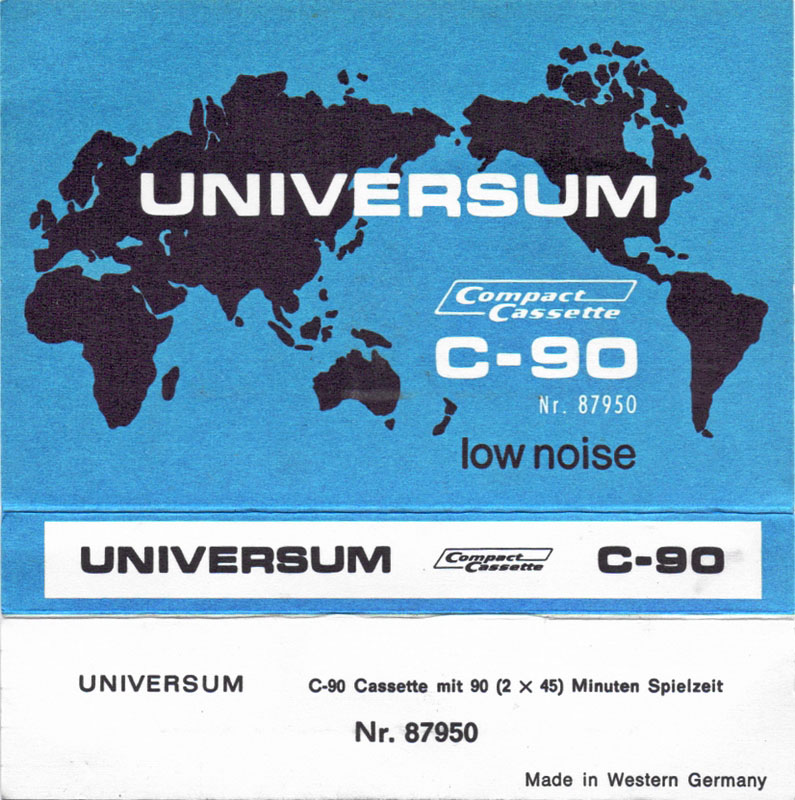 Compact Cassette Universum 90 Type I Normal 1971 Europe