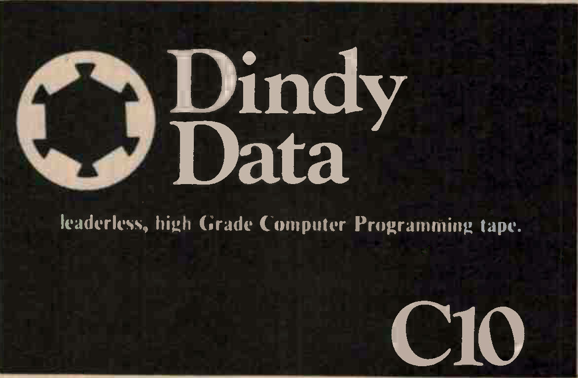 Compact Cassette Dindy 10 "Data" Computer Cassette 1980 Australia