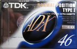 Compact Cassette TDK AD-X 46 "AD-X46A" Type I Normal 1992 Japan