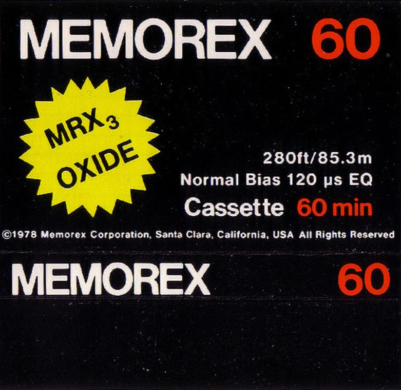 Compact Cassette Memorex MRX3 Oxide 60 Type I Normal 1978 USA