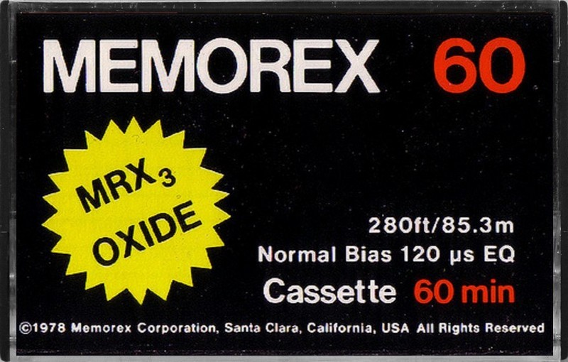 Compact Cassette Memorex MRX3 Oxide 60 Type I Normal 1978 USA