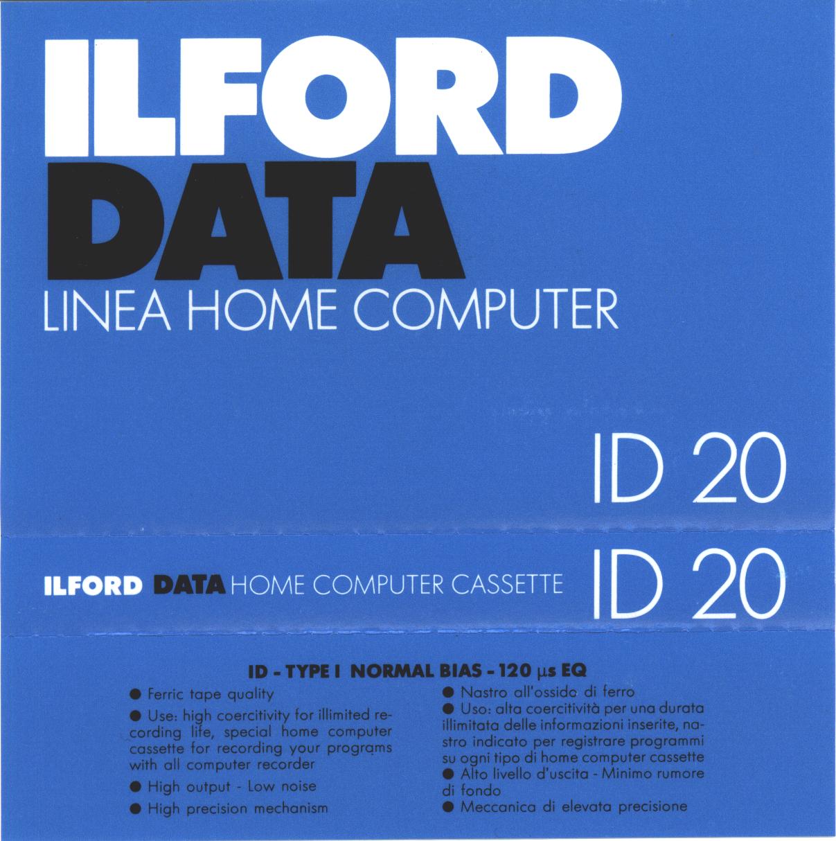 Compact Cassette Ilford Data 20 "ID 20" Computer Cassette Europe