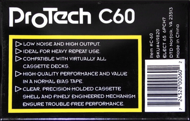 Compact Cassette Protech 60 Type I Normal China
