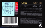 Compact Cassette RAKS SD-SX 90 Type II Chrome 1993 Europe
