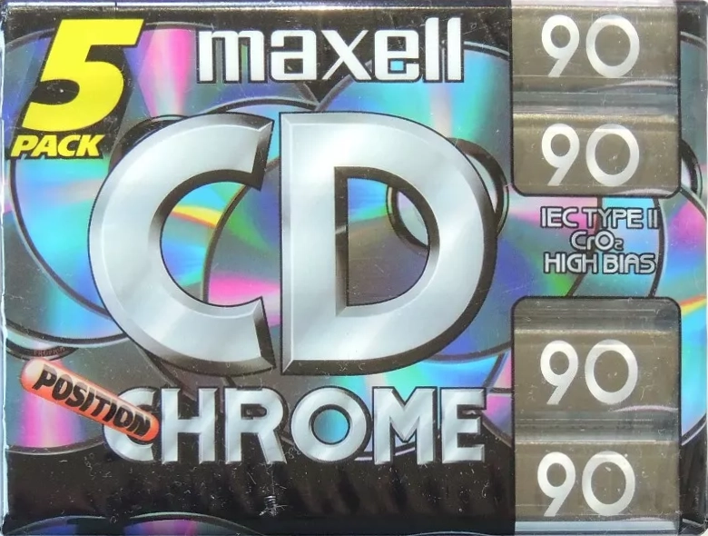 5 pack Maxell CD chrome 90 Type II Chrome 1998 Europe