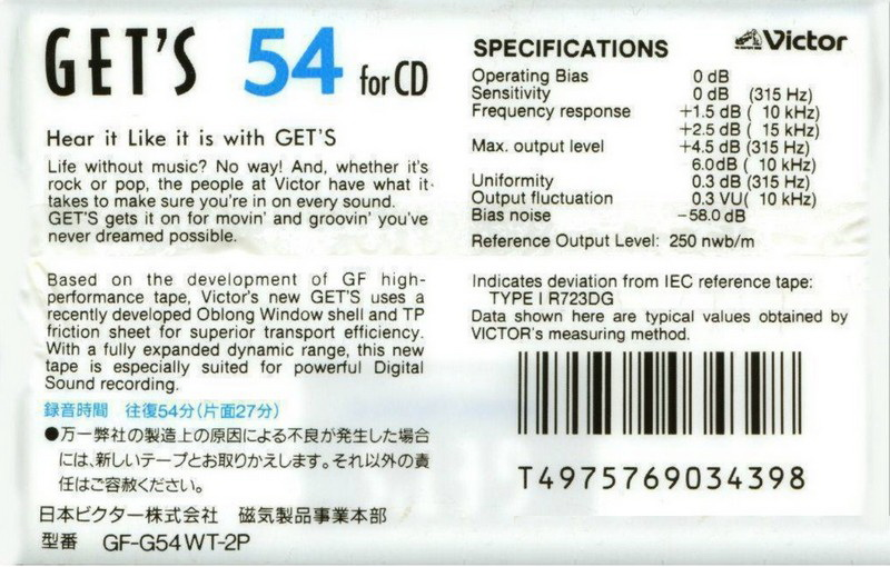 2 pack Victor Gets 54 "GF-G54 WT-2P" Type I Normal 1988 Japan