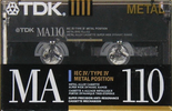 Compact Cassette TDK MA 110 Type IV Metal 1990 North America