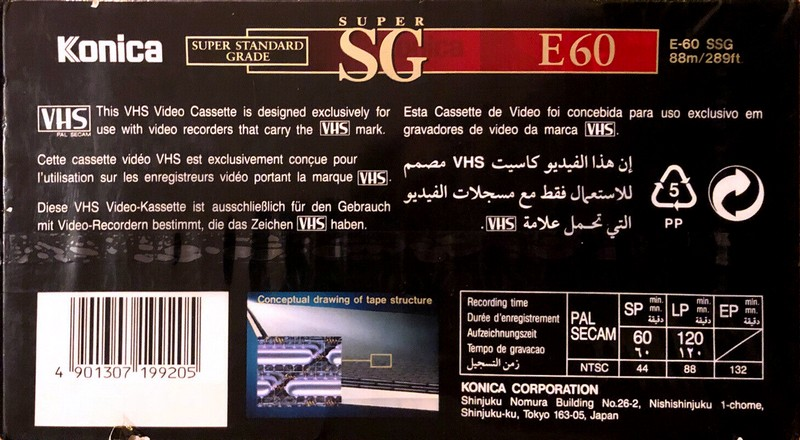 VHS, Video Home System Konica Super SG 60 Type I Normal Worldwide