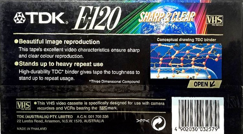 VHS, Video Home System TDK SC 120 Type I Normal Australia