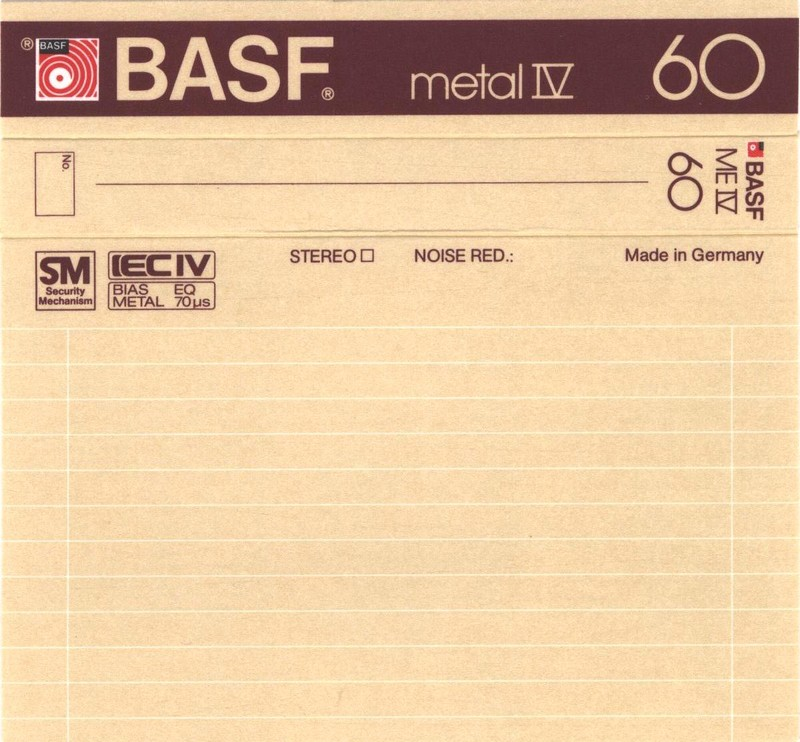 Compact Cassette BASF Metal IV 60 "ME IV" Type IV Metal 1982 Europe