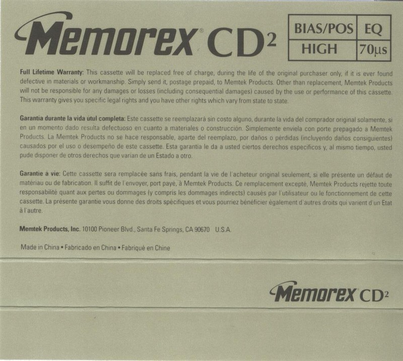 Compact Cassette: Memorex  - CD 2 110