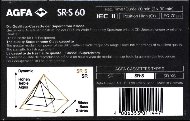 Compact Cassette: AGFA  - SR-S 60