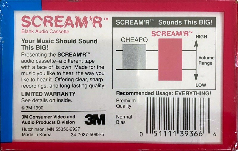 Compact Cassette Scotch Scream`R 45 Type I Normal 1990 North America