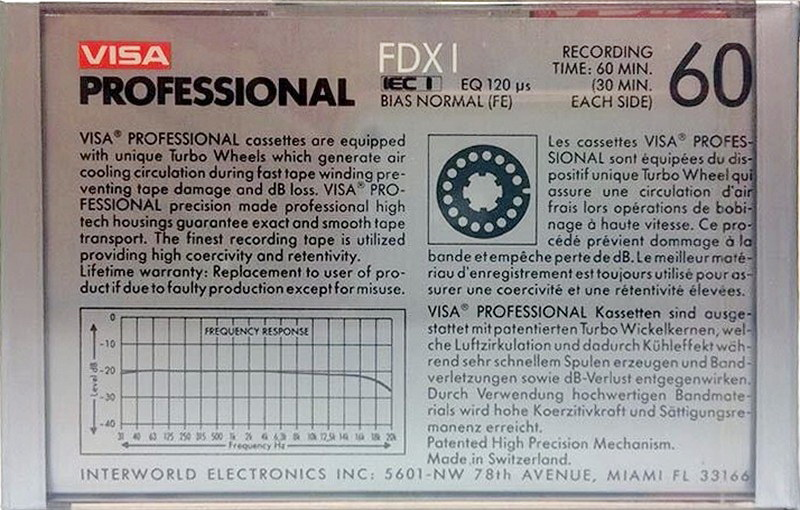 Compact Cassette Visa FDXI 60 Type I Normal 1983 North America