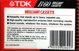 Compact Cassette TDK B 60 Type I Normal 1990