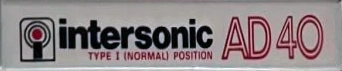 Compact Cassette Intersonic AD 40 Type I Normal Greece