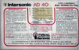 Compact Cassette Intersonic AD 40 Type I Normal Greece