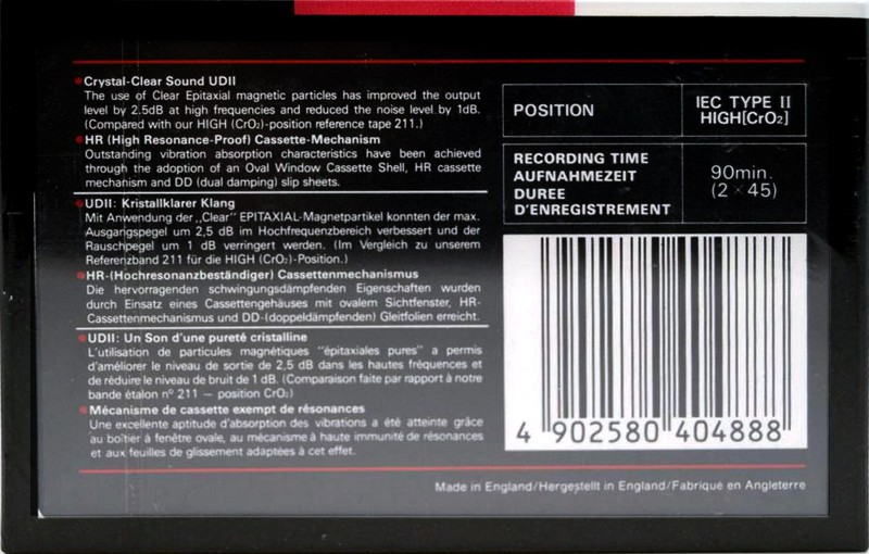 Compact Cassette Maxell UDII / UD2 90 Type II Chrome 1988 Europe