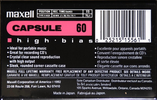 Compact Cassette Maxell Capsule 60 Type II Chrome 1992 North America