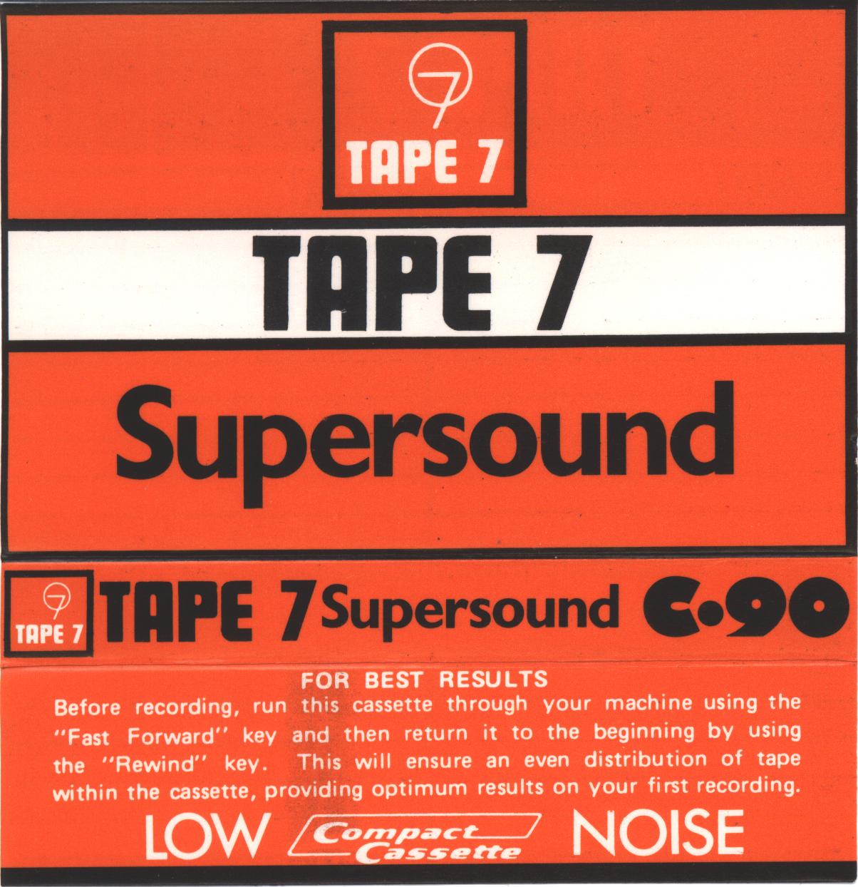 Compact Cassette Tape 7 Supersound 90 Type I Normal Europe