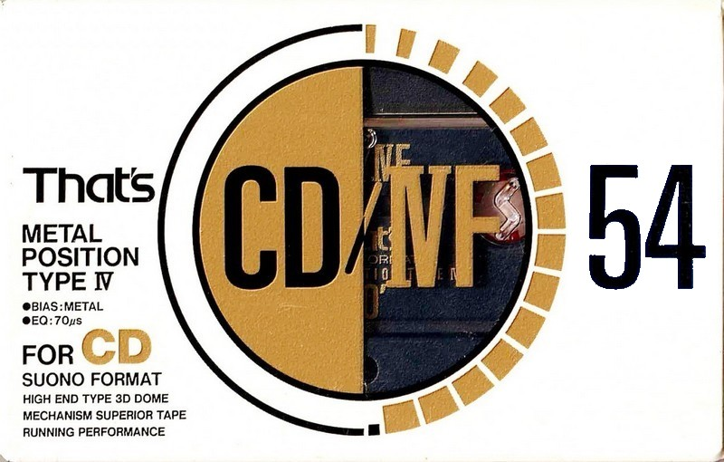Compact Cassette Thats CD-IVF 54 Type IV Metal 1991 Japan